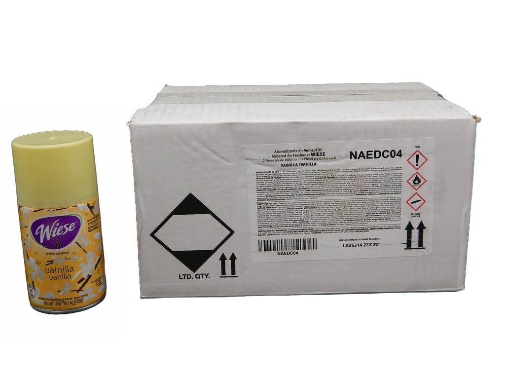 Repuesto Aromatizante Aerosol 180 grs Vainilla C/ 12 pzs Wiese