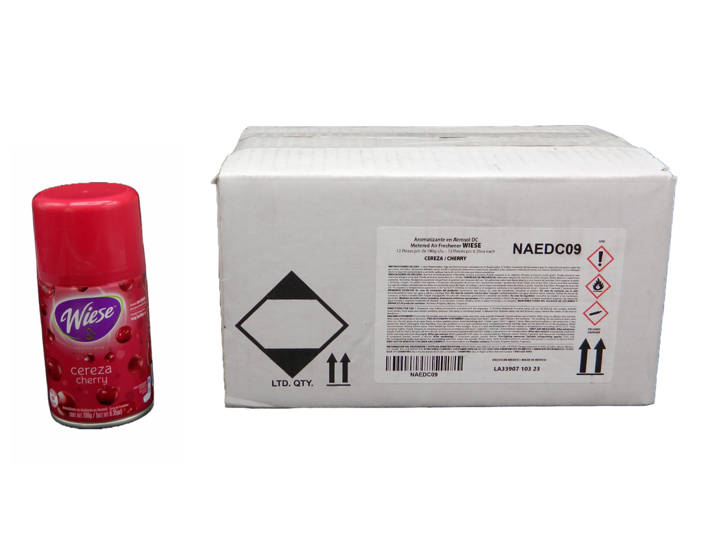 Repuesto Aromatizante Aerosol 180 grs Cereza C/ 12 pzs Wiese