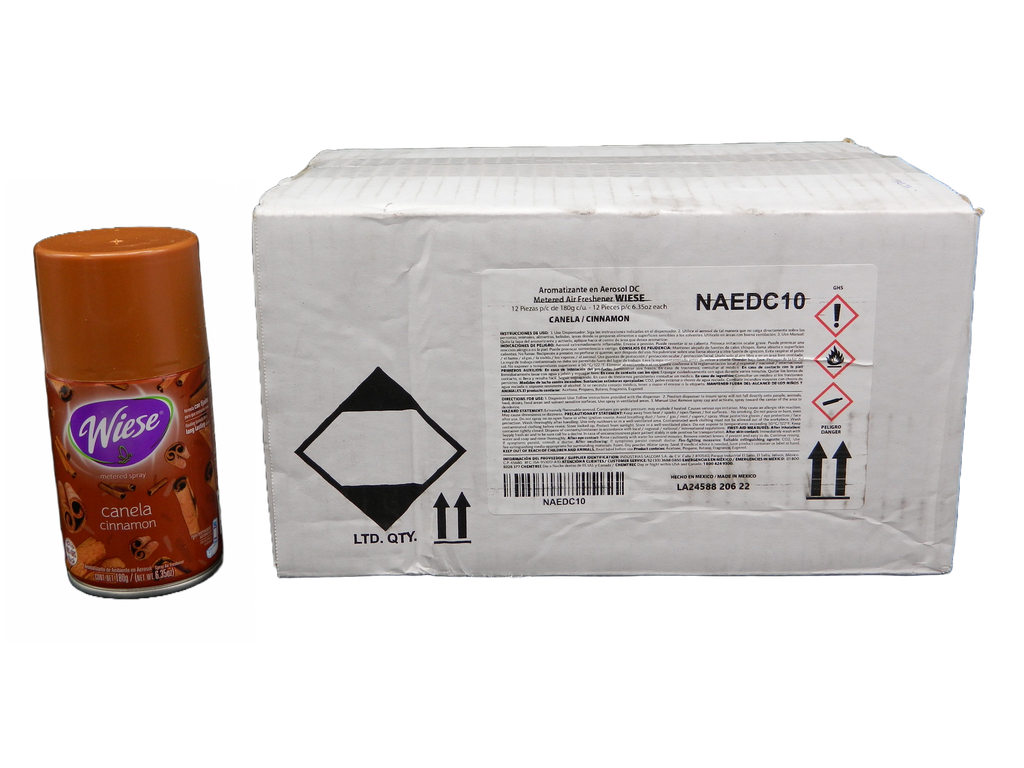 Repuesto Aromatizante Aerosol 180 grs Canela C/ 12 pzs Wiese