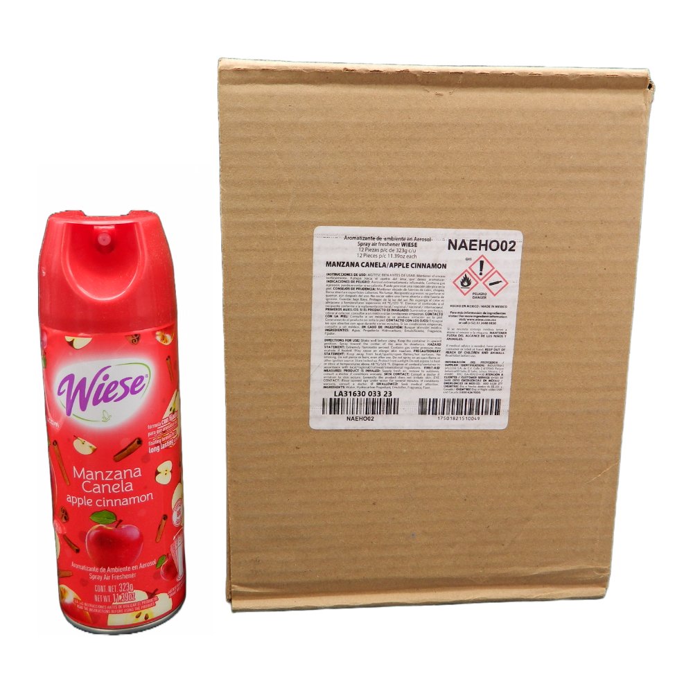 Aromatizante Aerosol 400 ml Manzana Canela C/ 12 pzs  Wiese
