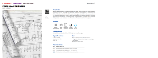 [002510] Papel Herculene .0035" Mate 2 Caras C/ 100 pzs Kronaline