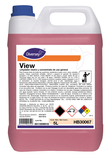 [002530] Limpiador Multiusos Neutro View 5 lts C/ 4 pzs Diversey