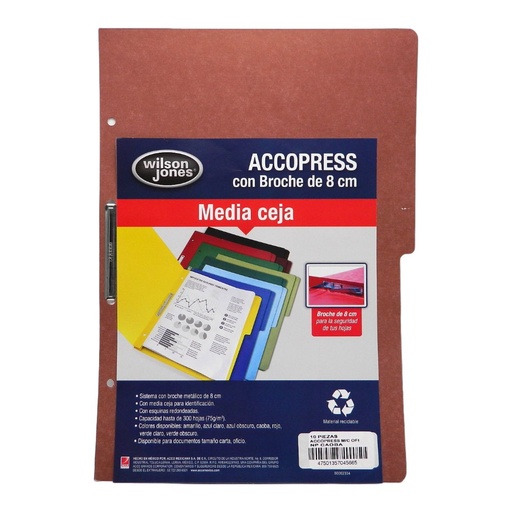 [002604] Folder Accopress C/ Broche T/ Oficio Caoba C/ 10 pzs Acco