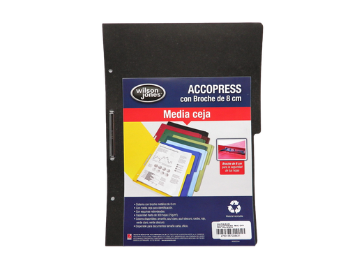 [002605] Folder Accopress C/ Broche T/ Oficio Negro C/ 10 pzs Acco