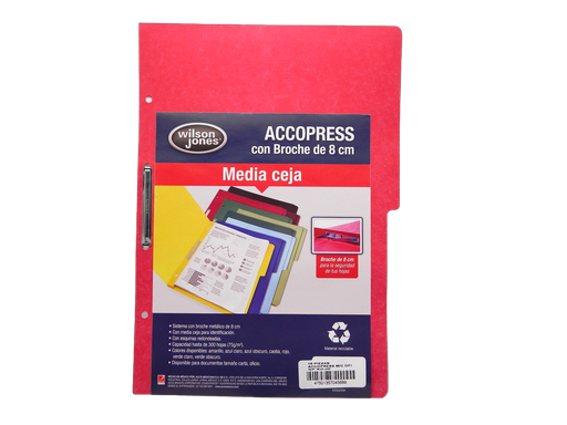 [002606] Folder Accopress C/ Broche T/ Oficio Rojo C/ 10 pzs Acco
