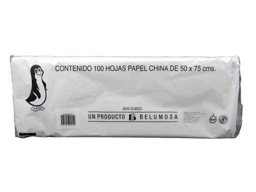 [002671] Papel China Pingüino 50x75 cms Blanco C/ 100 pzs Belumosa