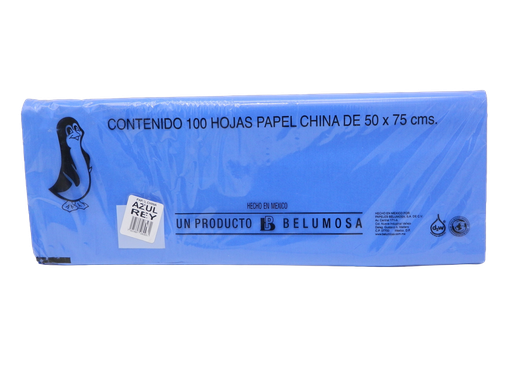 [002673] Papel China Pingüino 50x75 cms Azul Rey C/ 100 pzs Belumosa