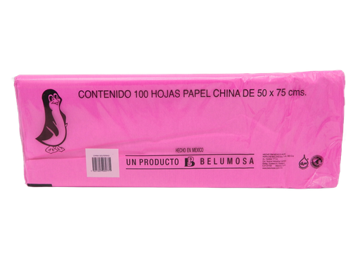 [002683] Papel China Pingüino 50x75 cms Rosa Solferino C/ 100 pzs Belumosa