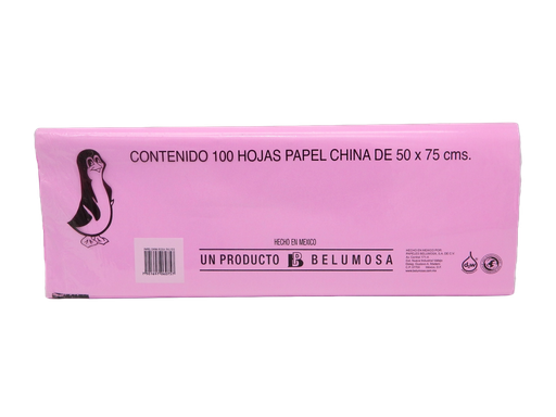 [002685] Papel China Pingüino 50x75 cms Rosa Palido C/ 100 pzs Belumosa