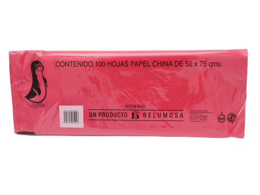 [002690] Papel China Pingüino 50x75 cms Rojo Navidad C/ 100 pzs Belumosa