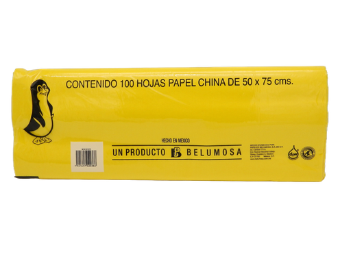 [002691] Papel China Pingüino 50x75 cms Mango C/ 100 pzs Belumosa