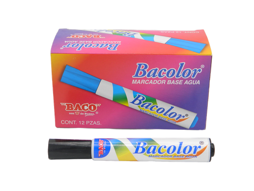 [002970] Marcador Base Agua Bacolor Negro C/ 12 pzs Baco