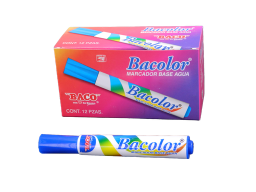 [002971] Marcador Base Agua Bacolor Azul Oscuro C/ 12 pzs Baco