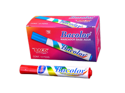 [002972] Marcador Base Agua Bacolor Rojo C/ 12 pzs Baco