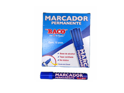 [003007] Marcador Permanente Metalico Azul C/ 12 pzs Baco