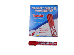 [003008] Marcador Permanente Metalico Rojo C/ 12 pzs Baco