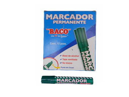 [003009] Marcador Permanente Metalico Verde C/ 12 pzs Baco