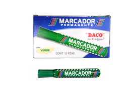 [003013] Marcador Permanente Plastico Verde C/ 12 pzs Baco