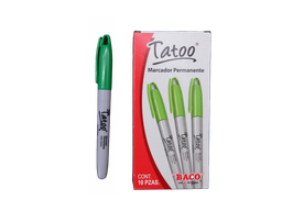 [003025] Marcador Permanente P/ Fino Tatoo Verde C/ 12 pzs Baco