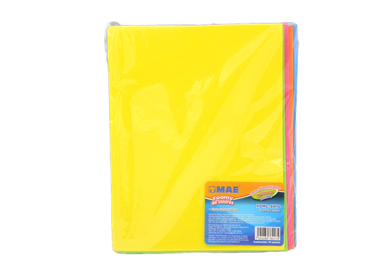 [003925] Foamy Diamantado T/ Carta Colores Neon Surtidos C/ 10 pzs Mae