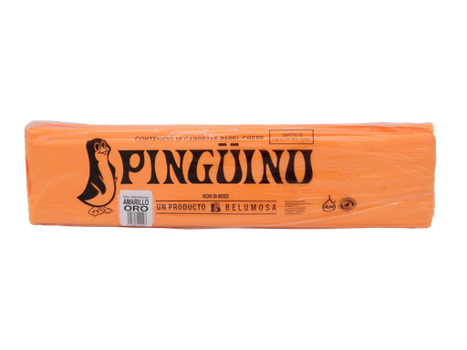 [003940] Papel Crepe Pingüino Oro C/ 10 pzs Belumosa