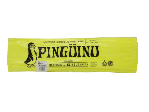 [003959] Papel Crepe Pingüino Amarillo Fosforescente C/ 10 pzs Belumosa