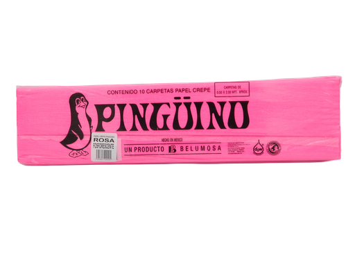 [003962] Papel Crepe Pingüino Rosa Fosforescente C/ 10 pzs Belumosa