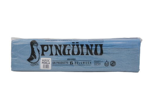 [003966] Papel Crepe Pingüino Azul Perla C/ 10 pzs Belumosa