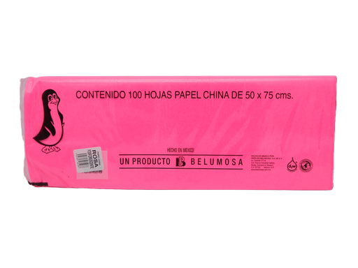 [003992] Papel China Pingüino 50x75 cms Rosa Fosforescente C/ 100 pzs Belumosa