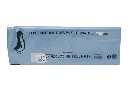 [003999] Papel China Pingüino 50x75 cms Azul Perla C/ 100 pzs Belumosa