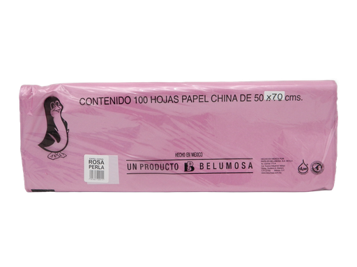 [004000] Papel China Pingüino 50x75 cms Rosa Perla C/ 100 pzs Belumosa