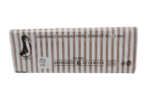 [004007] Papel China Pingüino 50x75 cms Rayas Cobre C/ 100 pzs Belumosa