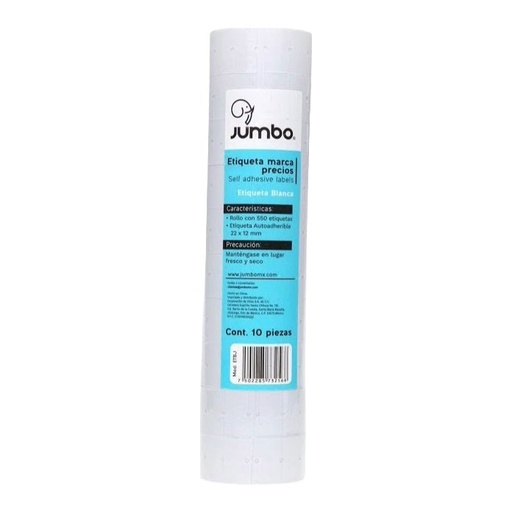 [004078] Etiqueta Marca Precios 22 x 12 mm Blanca C/ 10 Rollos de 550 etiquetas Jumbo
