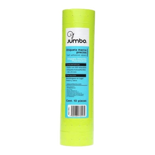 [004079] Etiqueta Marca Precios 22 x 12 mm Amarillo Neon C/ 10 Rollos de 550 etiquetas Jumbo