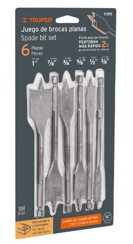 [004182] Juego de 6 Brocas Planas P/ Madera 11395 Truper