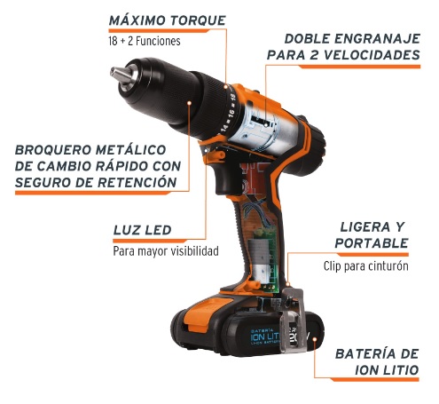 [004259] Rotomartillo Inalambrico Profesional 12V 1/2" 18155 Truper