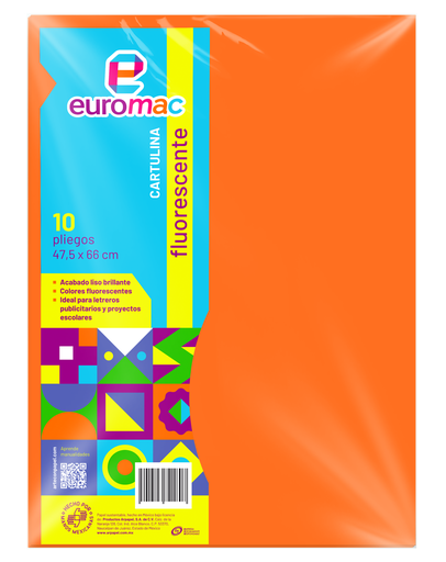 [004455] Cartulina Fluorescente Naranja C/ 10 pzs Arpapel