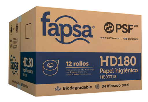 [004685] Papel Higienico Jumbo Jr 180 mts C/ 12 pzs HD180 Fapsa