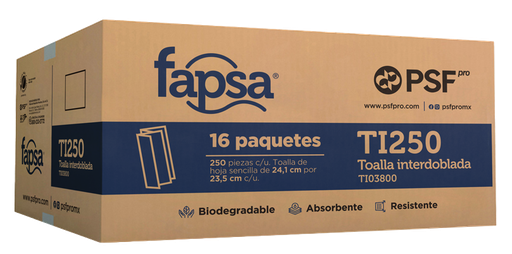 [004693] Toalla Interdoblada Blanca HS C/ 250 pzs C/ 16 pzs TI250 Fapsa