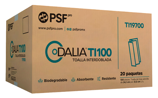 [004694] Toalla Interdoblada Blanca HS C/ 100 pzs C/ 20 pzs T1100 Dalia