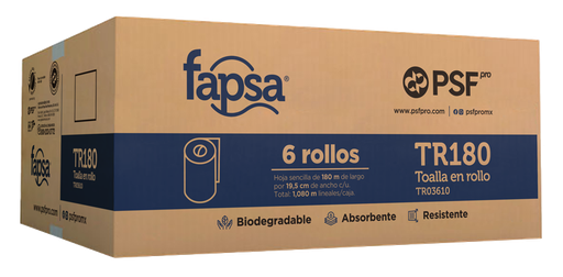 [004697] Toalla Rollo Blanca 180 mts C/ 6 pzs TR180 Fapsa