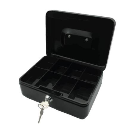 [005350] Caja Dinero Metalica Mediana 20 cm Negro Nextep