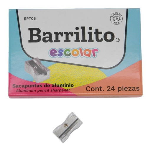 [000470] Sacapuntas Metalico Rectangular C/ 24 pzs Barrilito