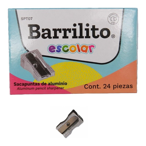 [000471] Sacapuntas Metalico Triangular C/ 24 pzs Barrilito
