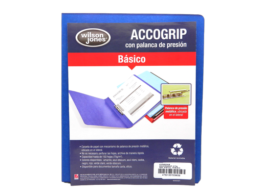 [000017] Folder Accogrip C/ Palanca T/ Carta Azul Obscuro C/ 4 pzs Acco