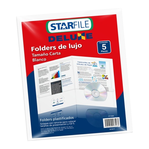 [000112] Folder Deluxe T/ Carta Blanco C/ 5 pzs Arpapel