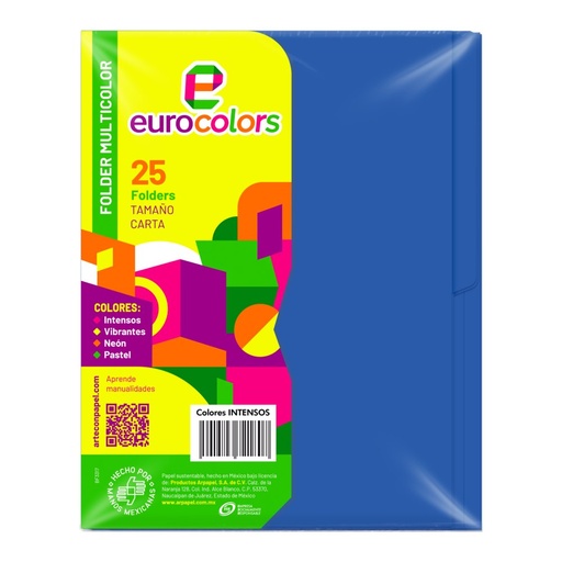 [000118] Folder Multicolor T/ Carta Azul Intenso C/ 25 pzs Arpapel
