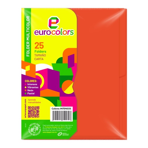 [000120] Folder Multicolor T/ Carta Naranja Intenso C/ 25 pzs Arpapel