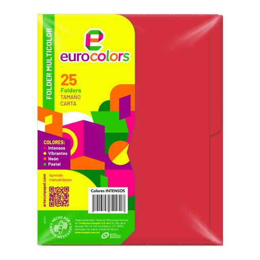 [000122] Folder Multicolor T/ Carta Rojo Intenso C/ 25 pzs Arpapel