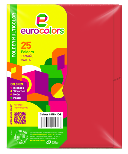 [000122] Folder Multicolor T/ Carta Rojo Intenso C/ 25 pzs Arpapel